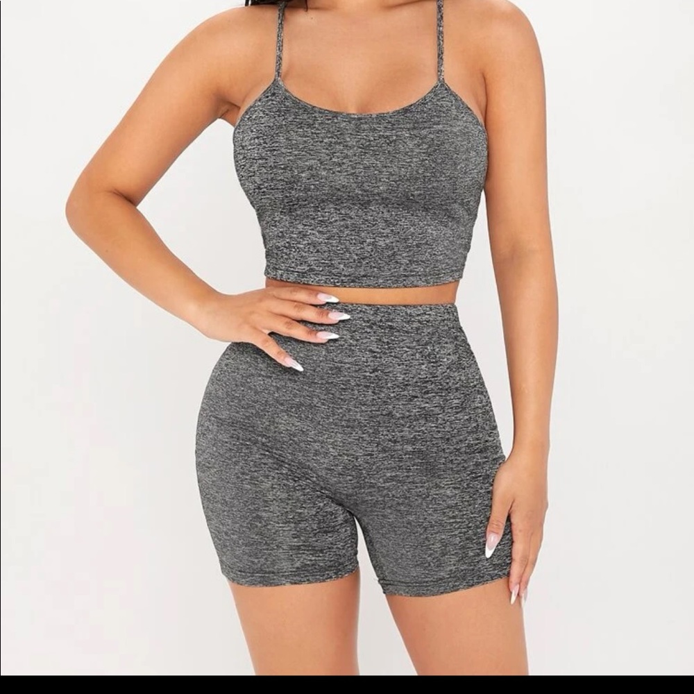 Solid crop top and matching biker shorts